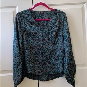 Leopard blouse with balloon sleeves